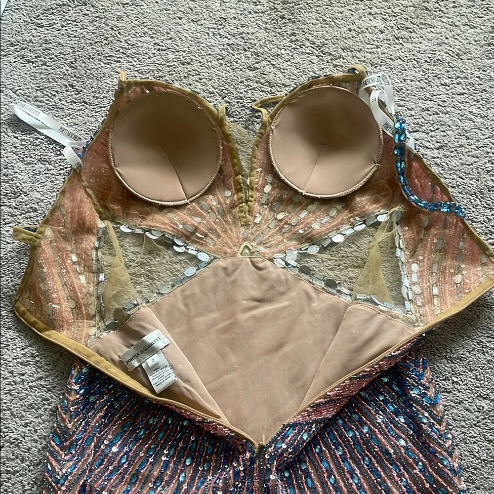 NWT Portia and Scarlett Pink and Blue Sequin Bustier Mini Dress PS23730C - Picture 6 of 7